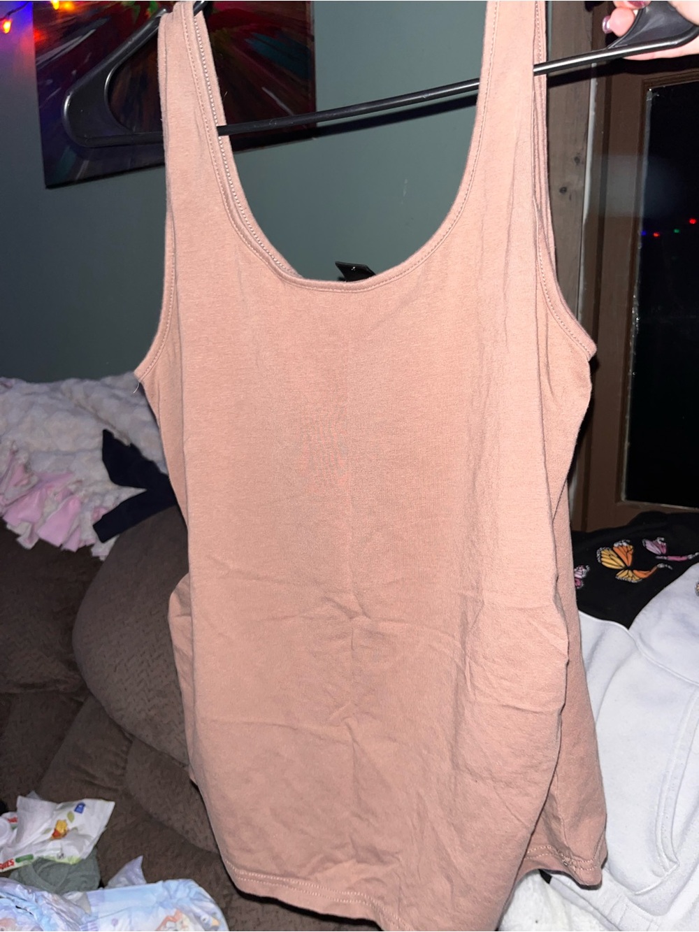 SHEIN Maternity Scoop Neck Tank Top - Dusty Peach
